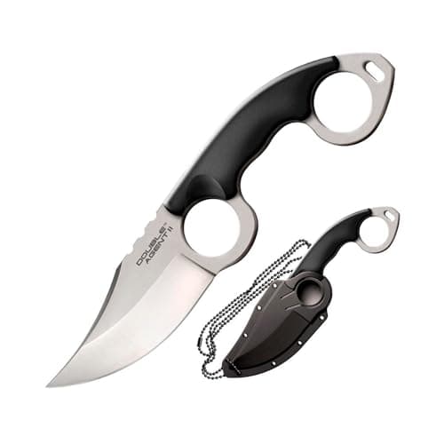 Cold Steel Double Agent II Durable 3" Tactical Knife, AUS8A Steel, Griv-Ex Handle