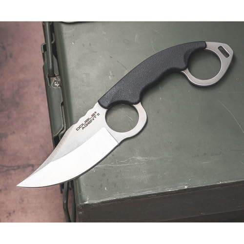 Cold Steel Double Agent II Durable 3" Tactical Knife, AUS8A Steel, Griv-Ex Handle