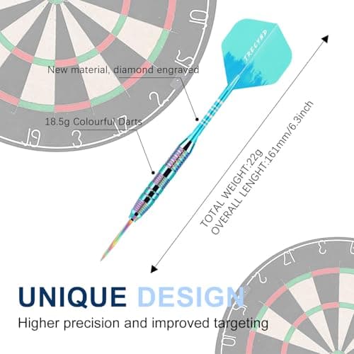 Professional Darts Metal Tip Set with 3 Aluminum Shafts & Plastic Flights 22g