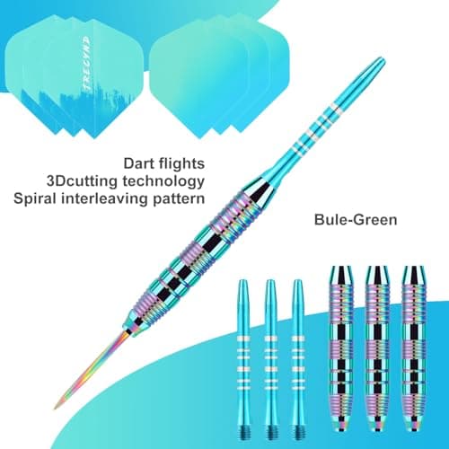 Professional Darts Metal Tip Set with 3 Aluminum Shafts & Plastic Flights 22g