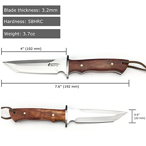 HUAAO 7.6'' Tanto Fixed Blade Knife with Sheath