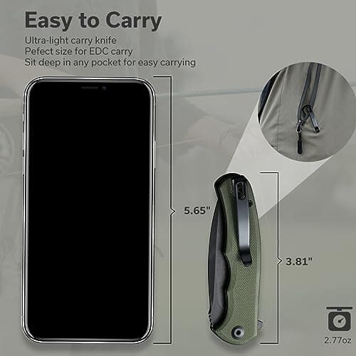 CIVIVI Mini Praxis Folding Knife, D2 Steel, G10 Handle, Pocket Clip, EDC Knife, Sharp Camping Hiking