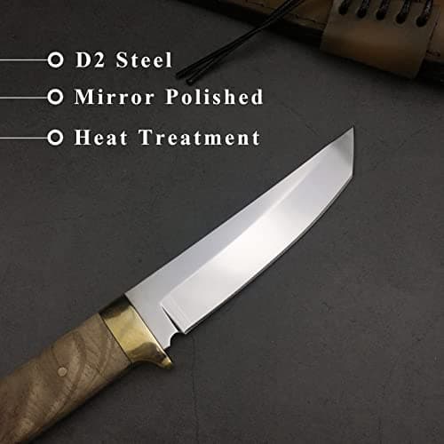 Outdoor Full Tang Hunting Knife with Leather Sheath
