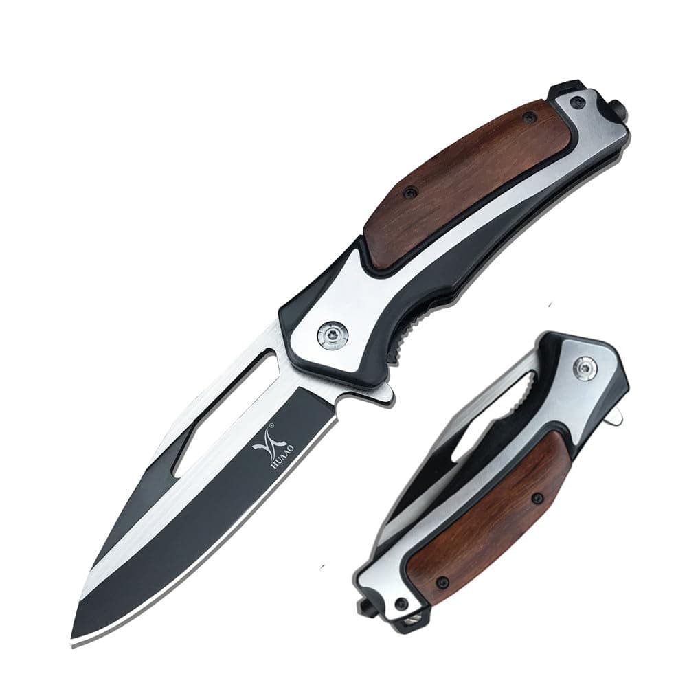 Flipper Pocket Folding Knife for Men, Liner Lock with Glass Breaker and Belt Clip