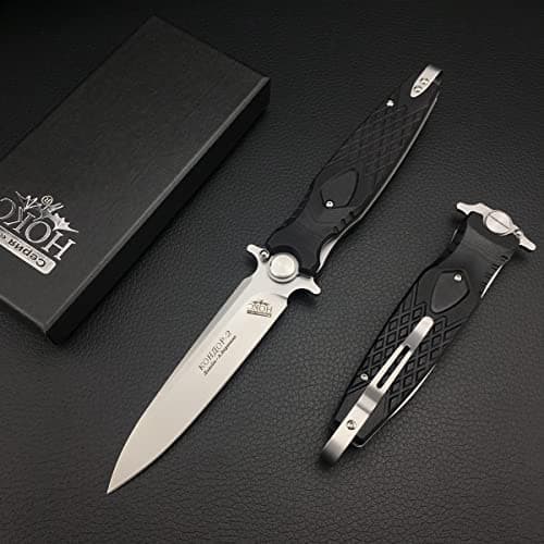 Pocket Knife with Flipper Assisted Opening for Men, 4.3'' D2 Steel Blade, G10 Handle, Liner Lock, Deep Carry Belt Clip