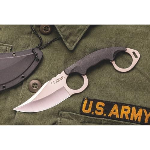 Cold Steel Double Agent II Durable 3" Tactical Knife, AUS8A Steel, Griv-Ex Handle