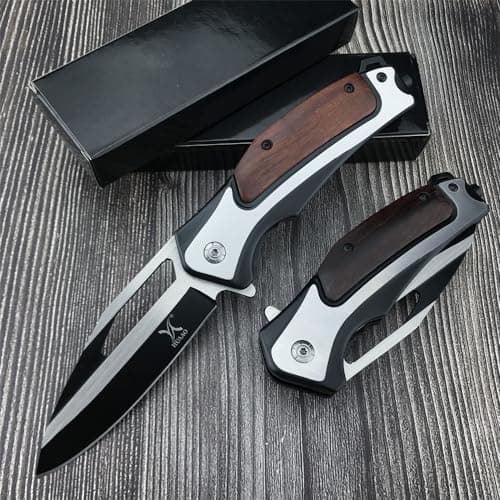 Flipper Pocket Folding Knife for Men, Liner Lock with Glass Breaker and Belt Clip