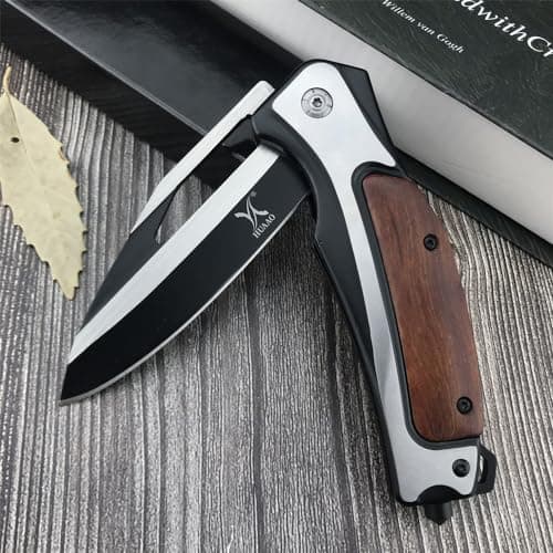 Flipper Pocket Folding Knife for Men, Liner Lock with Glass Breaker and Belt Clip