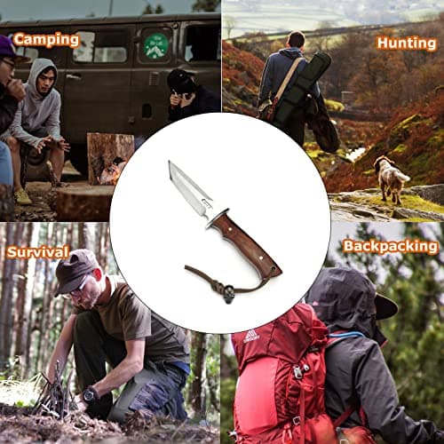 HUAAO 7.6'' Tanto Fixed Blade Knife with Sheath