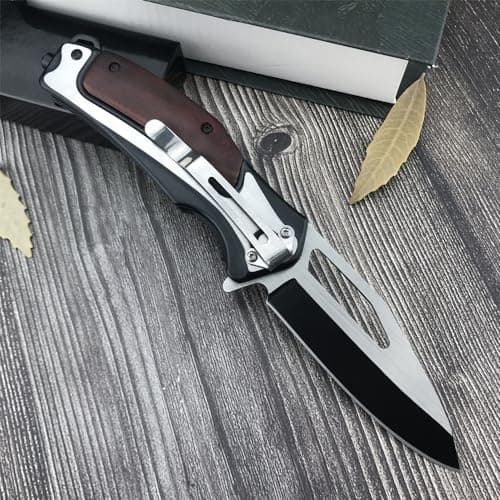 Flipper Pocket Folding Knife for Men, Liner Lock with Glass Breaker and Belt Clip