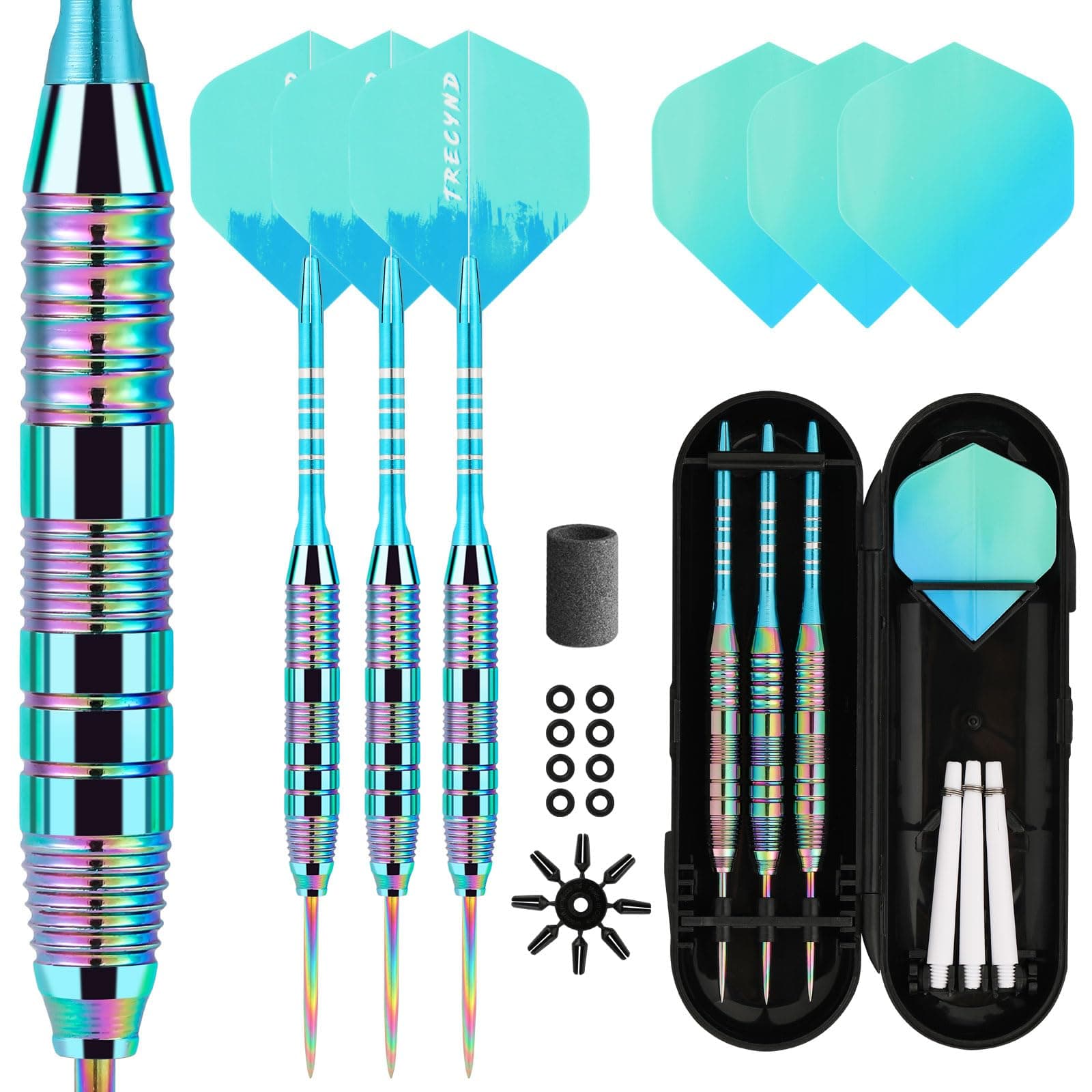 Professional Darts Metal Tip Set with 3 Aluminum Shafts & Plastic Flights 22g